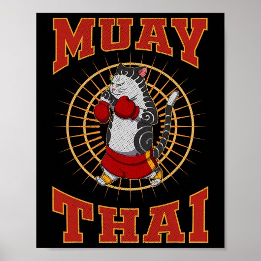 Muay Thai Thailand Fist Ring Knee Fighter Techniqu ポスター (正面)
