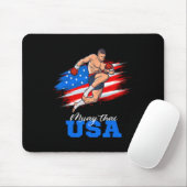 Muay Thai Usa Support Team American Flag Kickboxin マウスパッド (マウス)