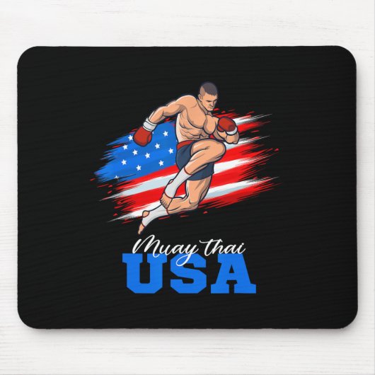 Muay Thai Usa Support Team American Flag Kickboxin マウスパッド (正面)