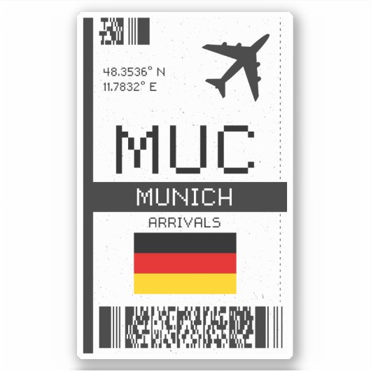MUCミュンヘン搭乗券 – ドイツ旅行 シール (正面)