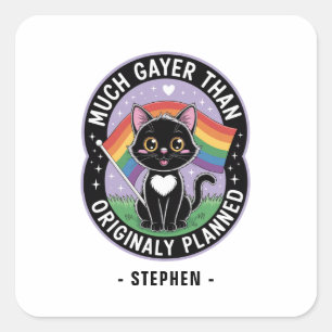 Much Gayer – 可愛おもしろいい黒猫LGBTQプライド スクエアシール