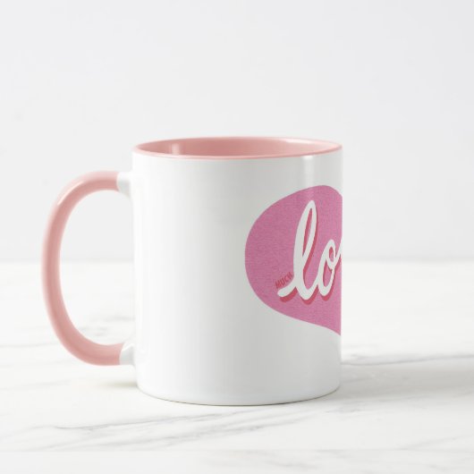 MUCH LOVED – ピンクの愛ハート マグカップ (左)