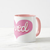 MUCH LOVED – ピンクの愛ハート マグカップ (正面右)