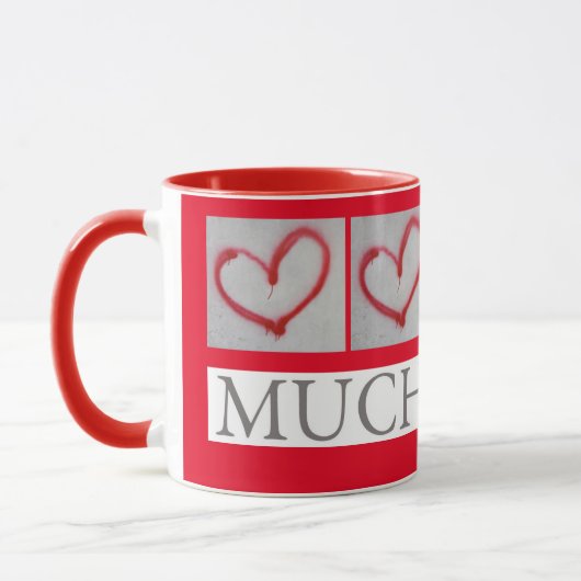 MUCH LOVED – 赤い落書きラブハート- マグカップ (左)
