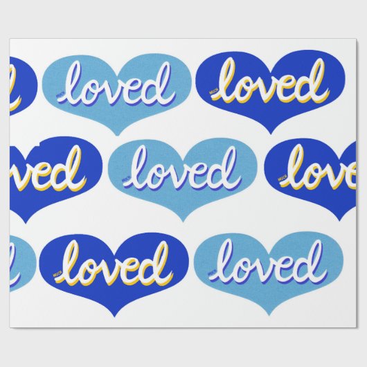 MUCH LOVED - Adored – 青い愛のハート ラッピングペーパー (フラット)