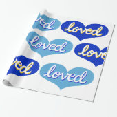 MUCH LOVED - Adored – 青い愛のハート ラッピングペーパー (アンロールド)