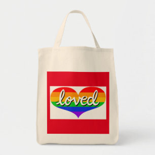 MUCH LOVED - Rainbow loveハート- オーガニック トートバッグ
