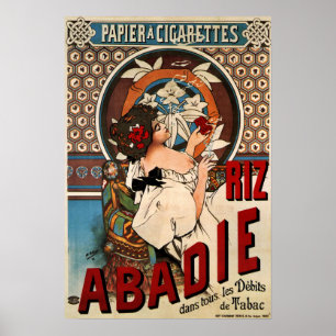 Mucha - Abadie Cigarettes Rolling Paper 1898 ポスター