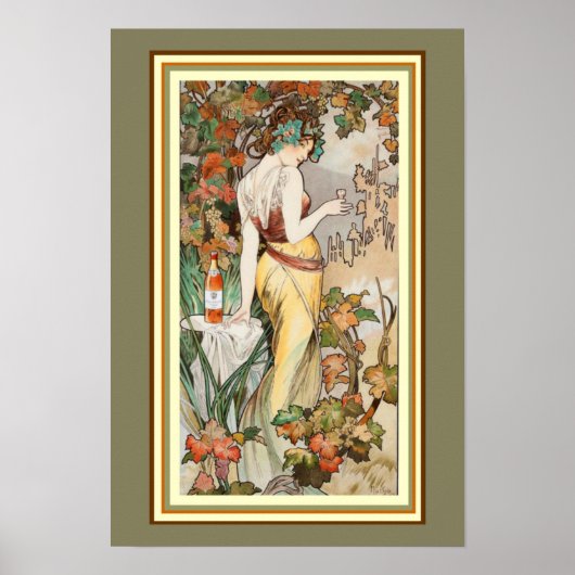 Mucha Art Nouveau Liqueur Ad Poster 13 x 19 ポスター (正面)