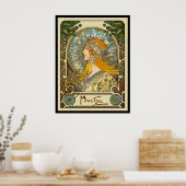Mucha Art Nouveau Poster -  Zodiac  - La Plume ポスター (キッチン)