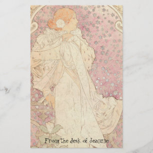 Mucha Faux女性手すき紙の文房具 便箋