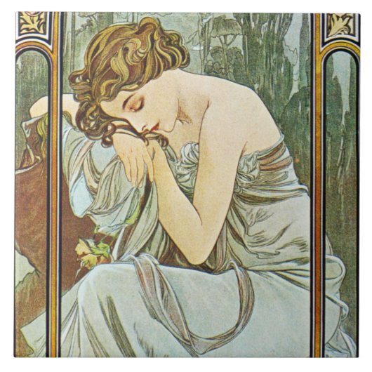 Mucha Repos de la Nuit Tile Trivetのギフト用の箱 タイル (正面)