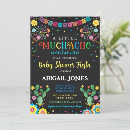 Muchachoの小さな赤ちゃんシャワーの招待 招待状 (スタンド正面)