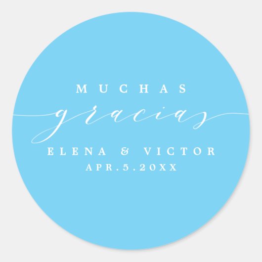 MUCHAS エレガント GRACIASのスクリプト |ステッカーありがとう ラウンドシール (正面)