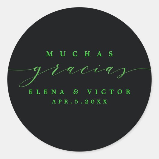 MUCHAS エレガント GRACIASのスクリプト |ステッカーありがとう ラウンドシール (正面)