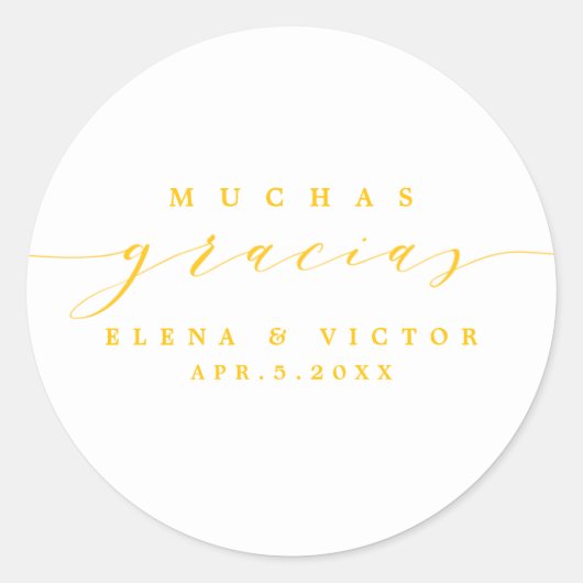MUCHAS エレガント GRACIASのスクリプト |ステッカーありがとう ラウンドシール (正面)