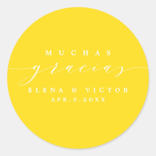 MUCHAS エレガント GRACIASのスクリプト |ステッカーありがとう ラウンドシール (正面)
