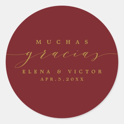 MUCHAS エレガント GRACIASのスクリプト |ステッカーありがとう ラウンドシール (正面)
