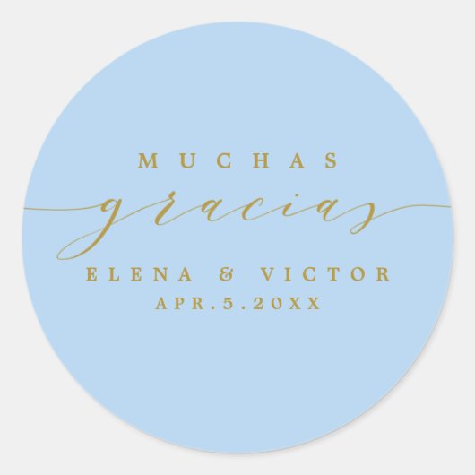 MUCHAS エレガント GRACIASのスクリプト |ステッカーありがとう ラウンドシール (正面)
