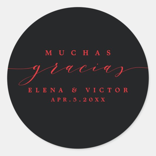 MUCHAS エレガント GRACIASのスクリプト |ステッカーありがとう ラウンドシール (正面)