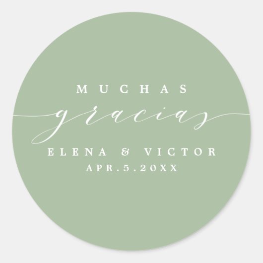 MUCHAS エレガント GRACIASのスクリプト |ステッカーありがとう ラウンドシール (正面)