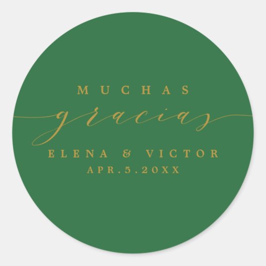MUCHAS エレガント GRACIASのスクリプト |ステッカーありがとう ラウンドシール (正面)