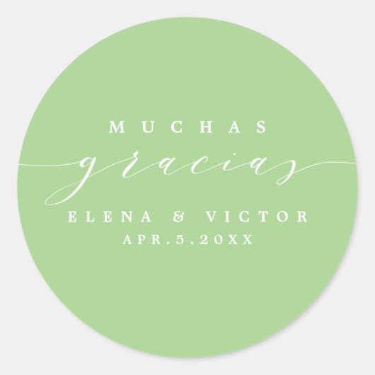 MUCHAS エレガント GRACIASのスクリプト |ステッカーありがとう ラウンドシール (正面)