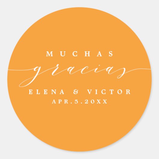 MUCHAS エレガント GRACIASのスクリプト |ステッカーありがとう ラウンドシール (正面)
