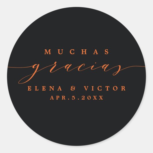 MUCHAS エレガント GRACIASのスクリプト |ステッカーありがとう ラウンドシール (正面)