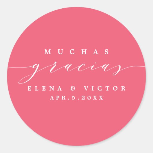 MUCHAS エレガント GRACIASのスクリプト |ステッカーありがとう ラウンドシール (正面)