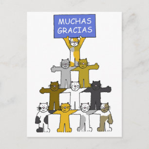 Muchas スペインの Gracias Cartoon Catsありがとう ポストカード
