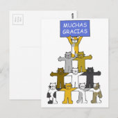 Muchas スペインの Gracias Cartoon Catsありがとう ポストカード (正面/裏面)