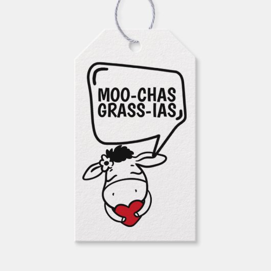 Muchas Gracias Cowをテーマに感謝していおもしろい ギフトタグ (正面)