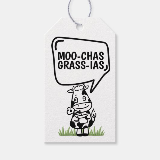 Muchas Gracias Cowをテーマに感謝していおもしろい ギフトタグ (正面)