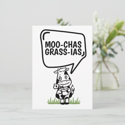 Muchas Gracias Cowをテーマに感謝していおもしろい サンキューカード (スタンド正面)