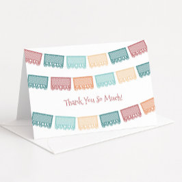 Muchas Gracias Papel Picado Mexican Baby Shower Th サンキューカード