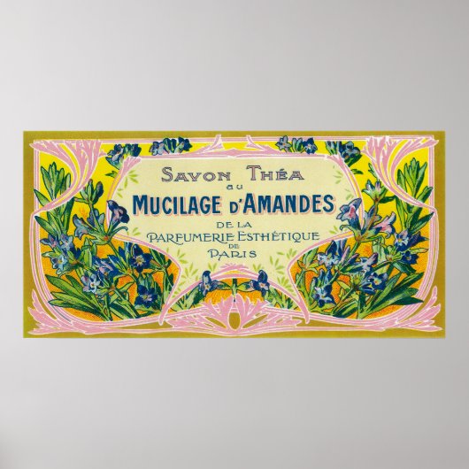 Mucilage D' Amandes Soap LabelParis，フランス ポスター (正面)