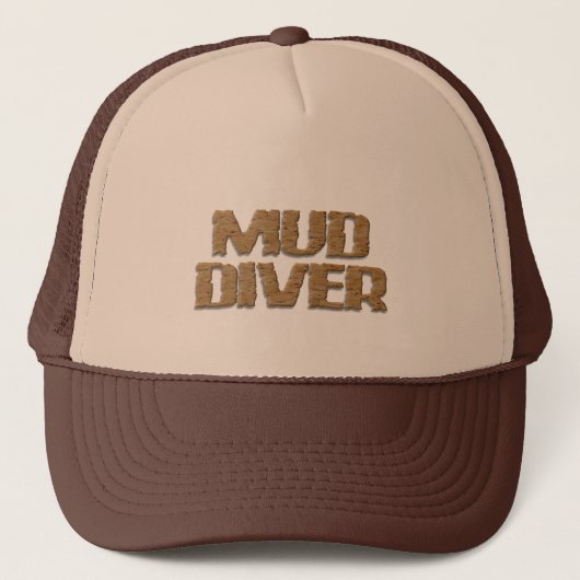 Mud Diver tan and brown foam trucker hat キャップ (正面)