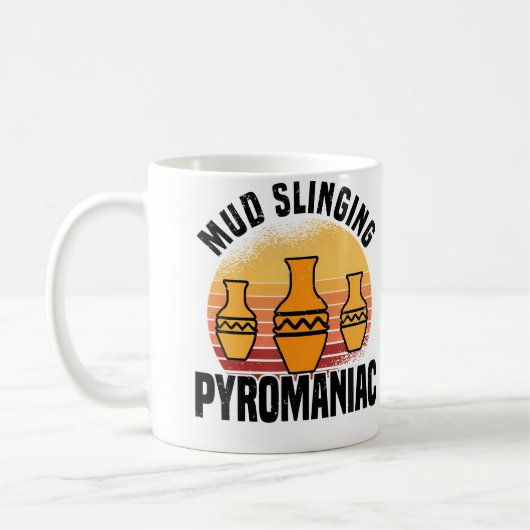 Mud Slinging Pyromaniac - Pottery Ceramics コーヒーマグカップ (左)