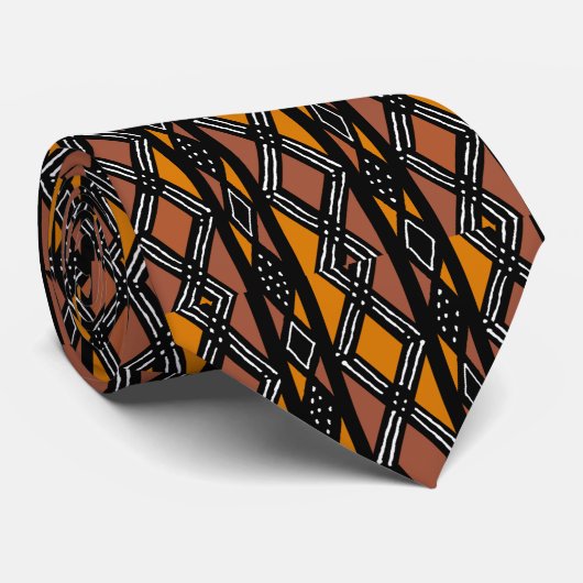 Mudcloth Bogolan Modern Tribal Style Neck Tie ネクタイ (ロール)