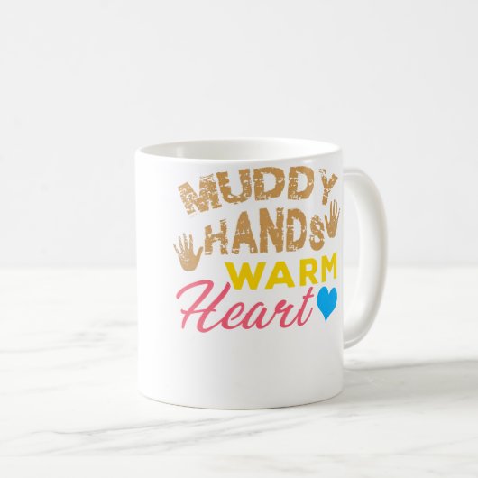 Muddy Hands Warm Heart Pottery Lover コーヒーマグカップ (正面右)