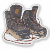 Muddy Hiking Boots Graphic Outdoor Adventure シール (正面)