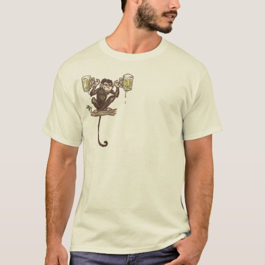 Mudgeのスタジオによるビール猿 Tシャツ (正面)