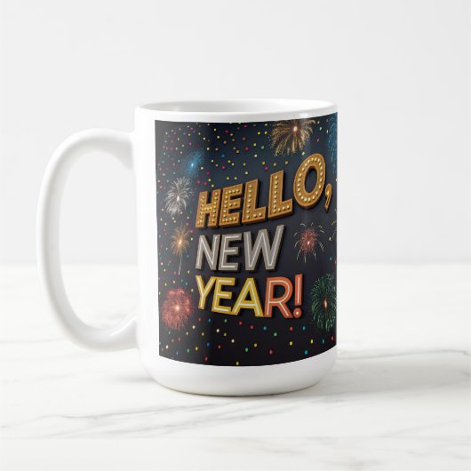 Mugこんにちは新年Mug – 開始2025スタイル。 コーヒーマグカップ (左)