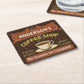 Mugを使った喫茶店独自の作パーソナライズされた成 スクエアペーパーコースター (アングル)