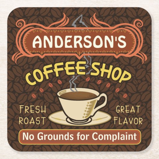 Mugを使った喫茶店独自の作パーソナライズされた成 スクエアペーパーコースター (正面)