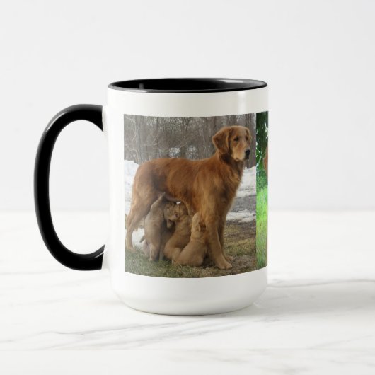 Mugゴールデン・リトリーバーの美しい女性 マグカップ (左)