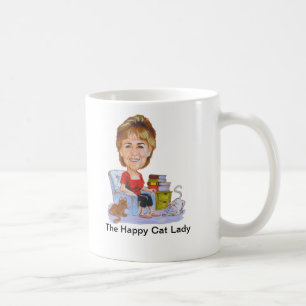 Mug幸せな猫の女性 コーヒーマグカップ