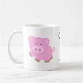 Mug熱狂するなブタの女性 コーヒーマグカップ (左)