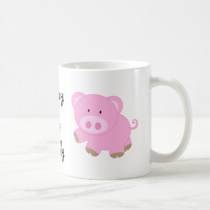 Mug熱狂するなブタの女性 コーヒーマグカップ